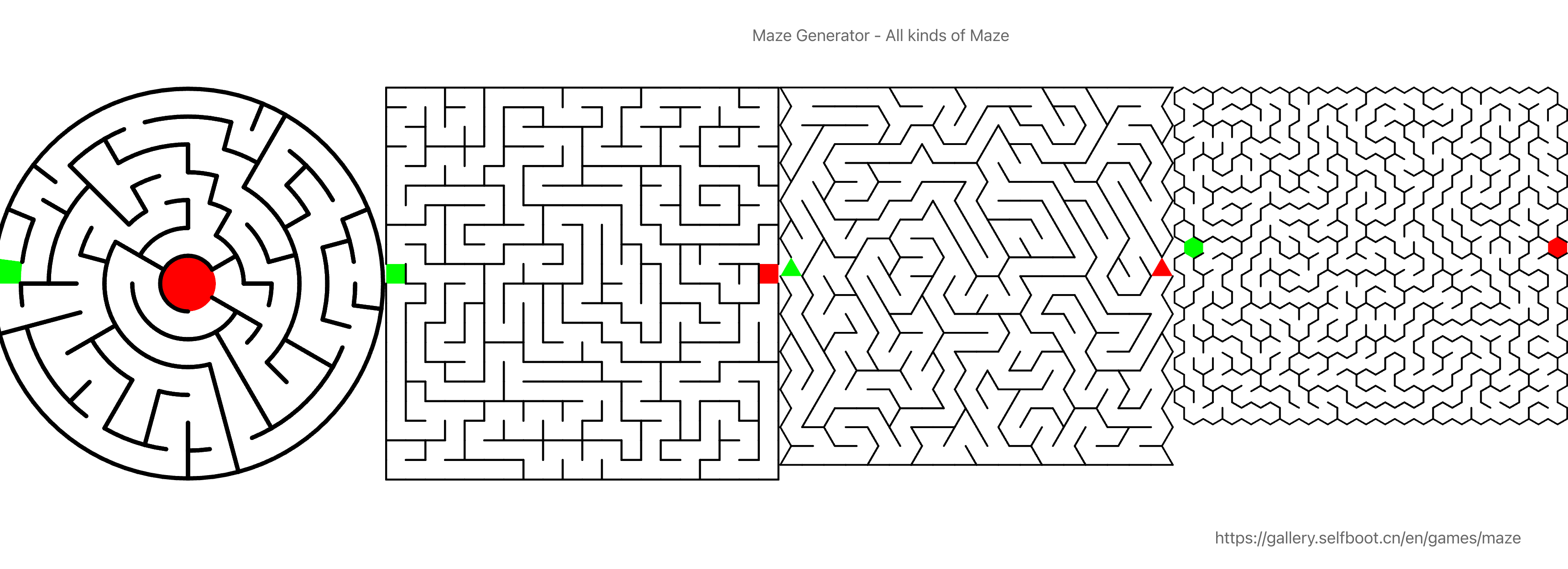 Maze generator: various maze shapes